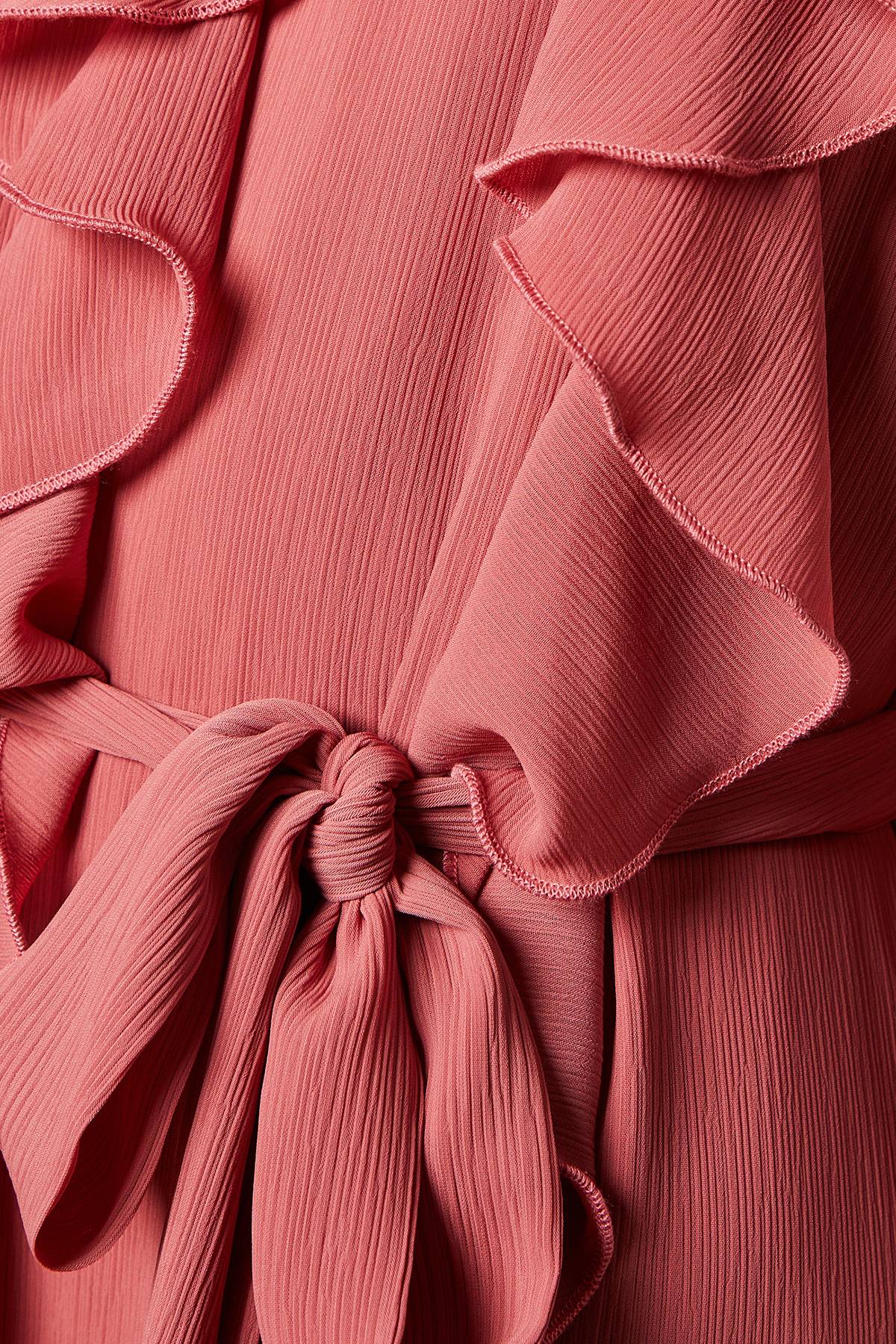 Oasis Robe Mi-longue en Mousseline à Volants avec Ceinture