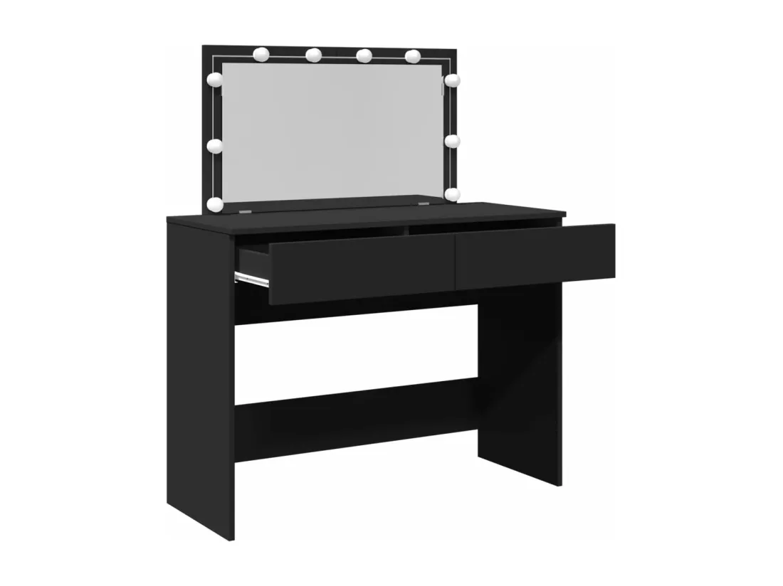 Coiffeuse avec LED noir 100x40x120 cm