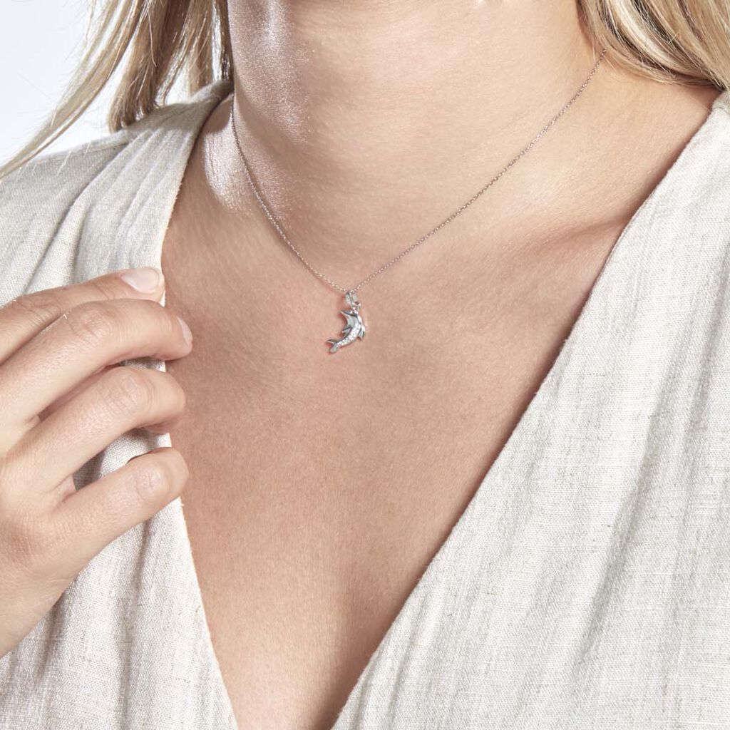 Pendentif Amelot Argent Blanc Oxyde De Zirconium