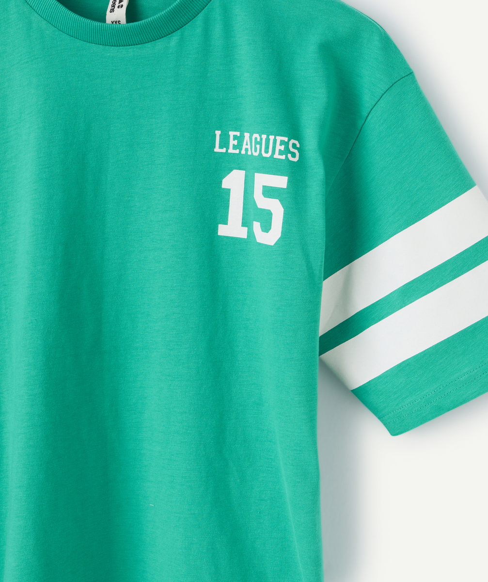 t-shirt manches courtes garçon en coton bio vert thème campus