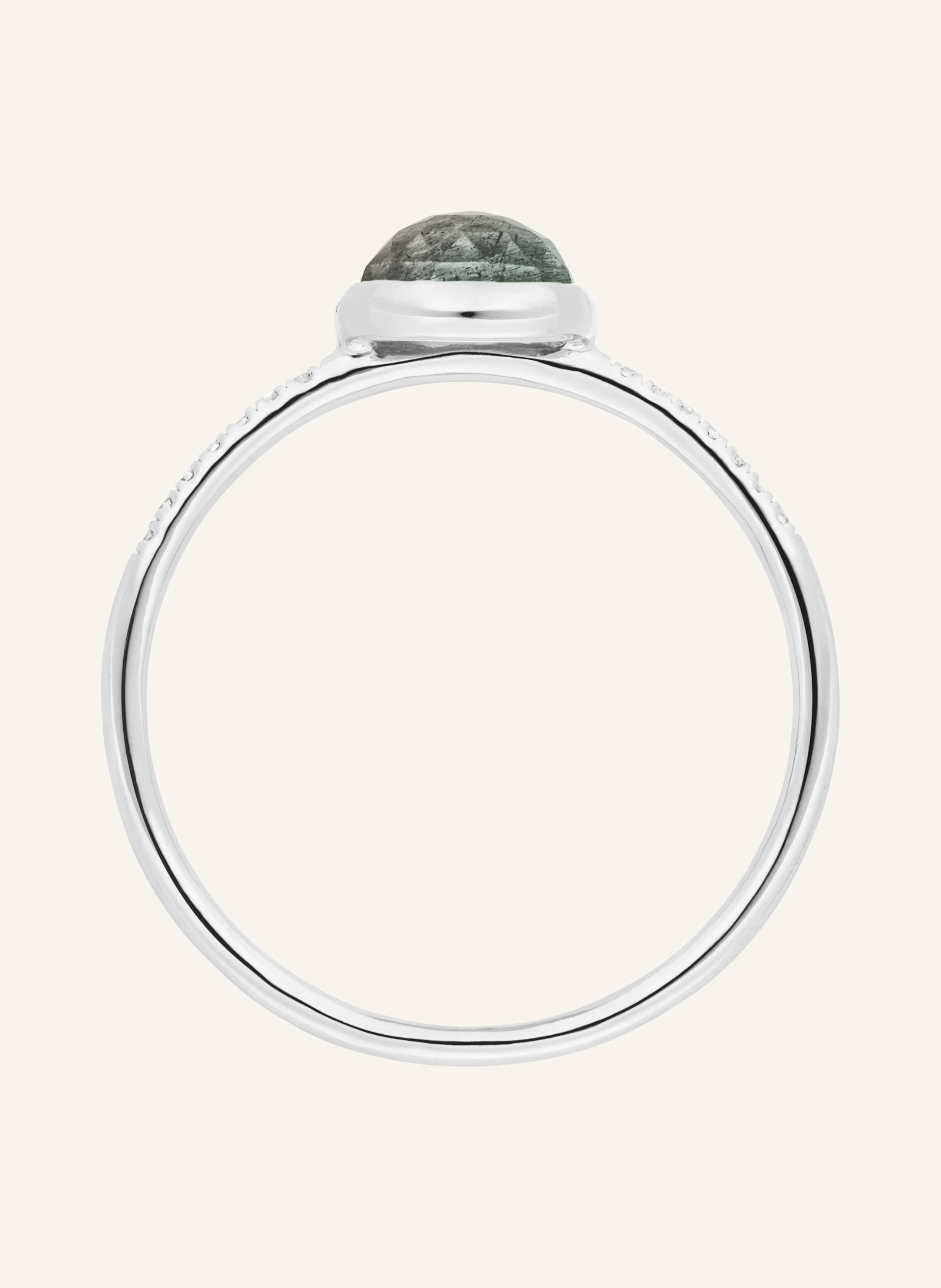 Leaf Ring LABRADORIT aus 14 Karat Weißgold mit Diamanten