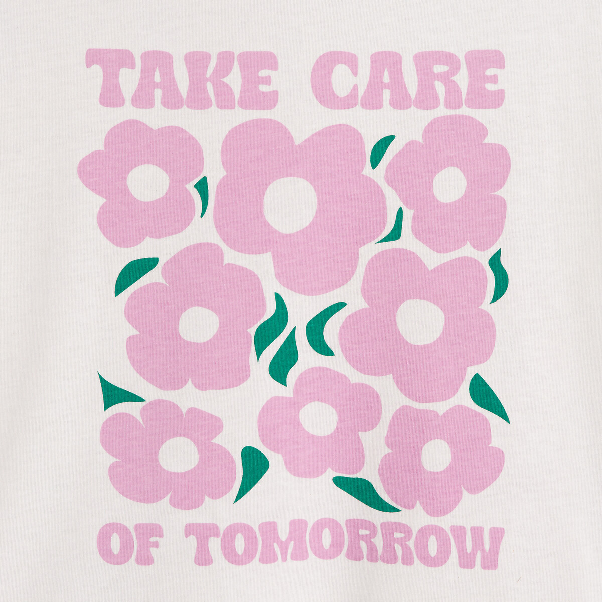 COLEÇÃO LA REDOUTE<br>Camiseta com gola redonda, estampa floral e texto