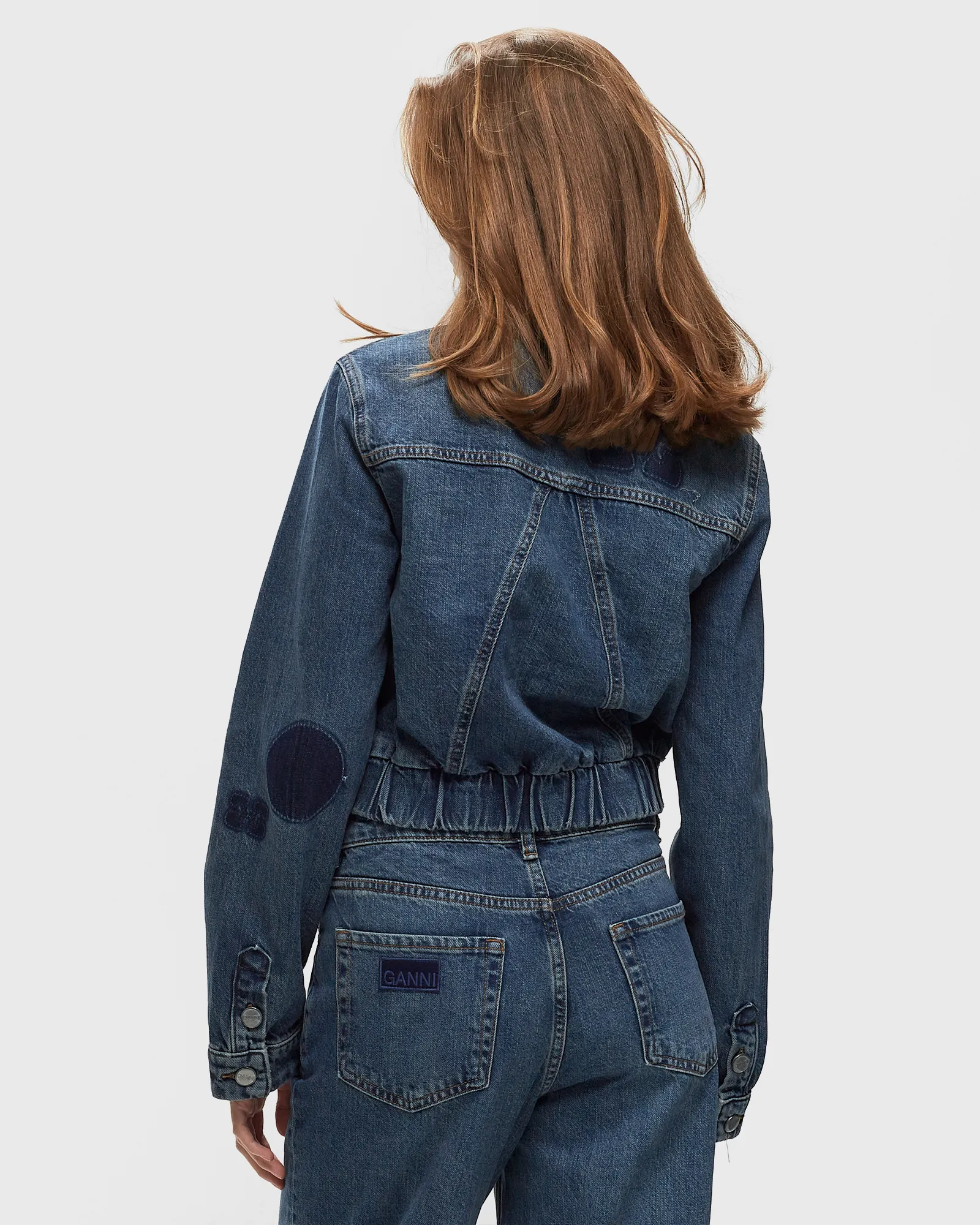 Ganni Patch Denim Bomber Jacket