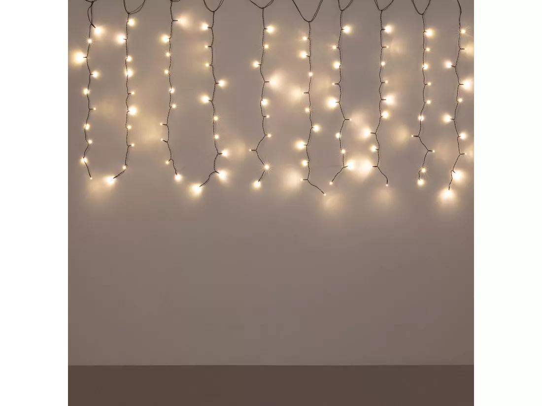 Rideau de Guirlande LED 3m Short Noir 3000K Blanc chaud