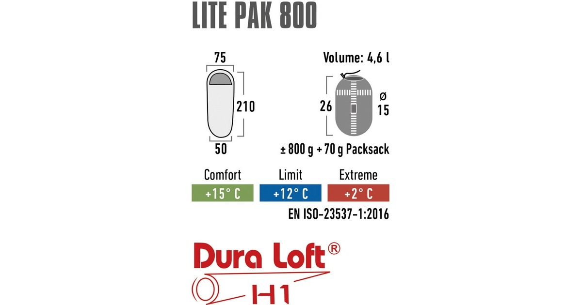 High PeakLite Pak 800 slaapzak  (Groen/rood)