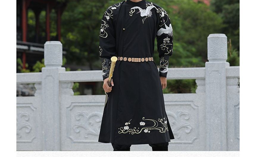 Pinocle - Kraanvogel Hanfu met lange mouwen, lange top / mouwen / riem