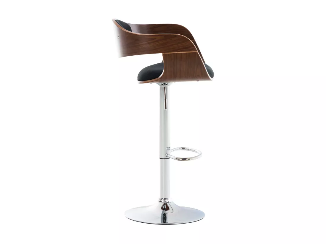 Lot de 2 Tabouret de bar - Tissu & Métal chromé - Noyer / Noir - Kingston