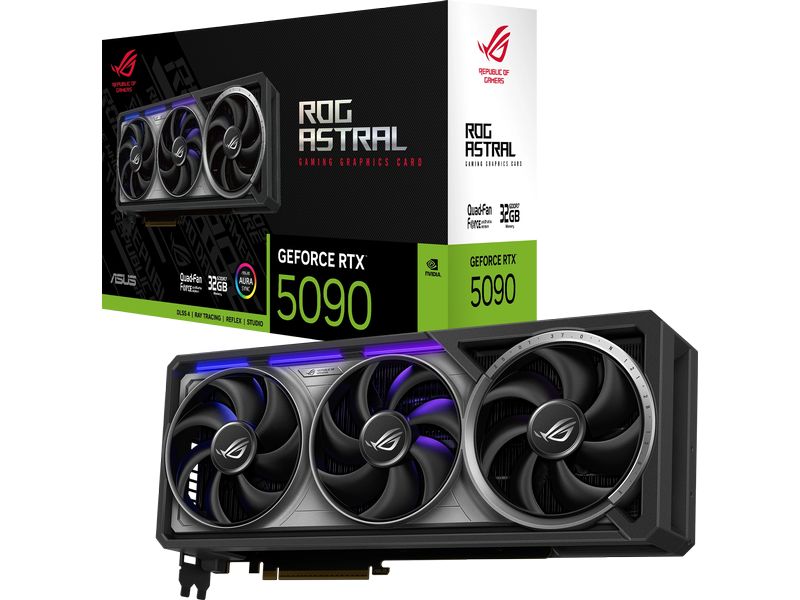ASUS ROG Grafikkarte ROG Astral GeForce RTX 5090 32 GB Gamer-Grafikkarte mit 32 GB GDDR7-Speicher, ermöglicht Auflösungen bis zu 8k