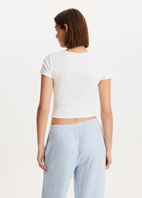 T-shirt met rib structuur wit (WIT)