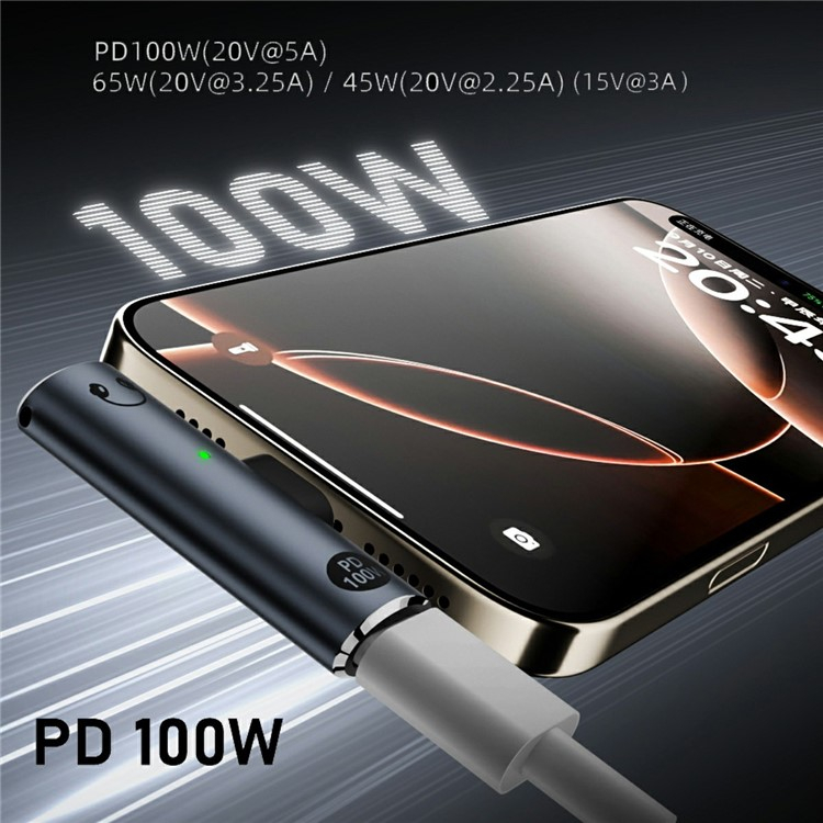 (10cm) USB C auf 3.5mm Audio DAC AUX Anschluss und USB C Port Nylon Kabel mit PD 100W - Grau