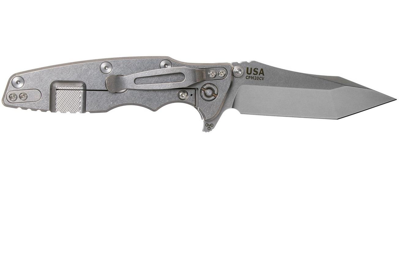 Rick Hinderer Eklipse 3.5” Tanto, CPM 20CV Stonewashed, Black G10 zakmes
