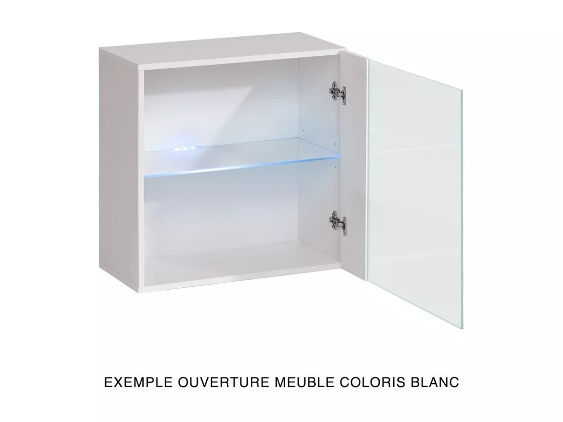 Vitrine noire carrée suspendue avec 1 porte vitrée et éclairage LED inclus. Collection SWITCH.