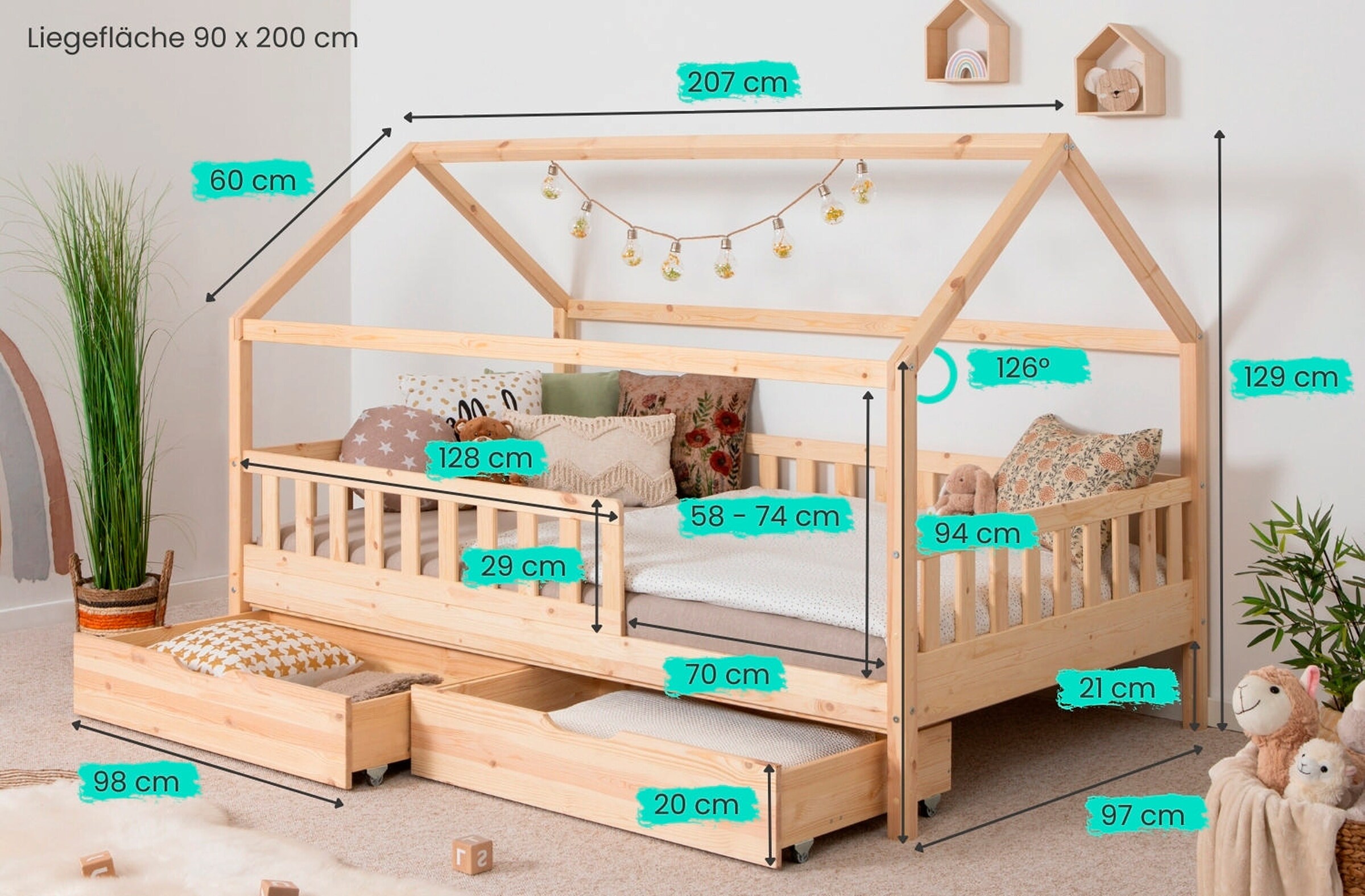 Ticaa Kinderbett Hausbett 