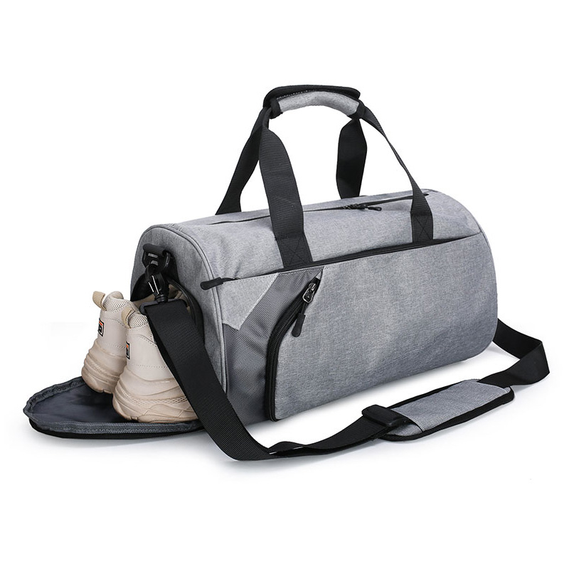 (50x25cm) Wasserabweisende Sporttasche Reise Tasche mit Schuh- / Nassfach - Grau