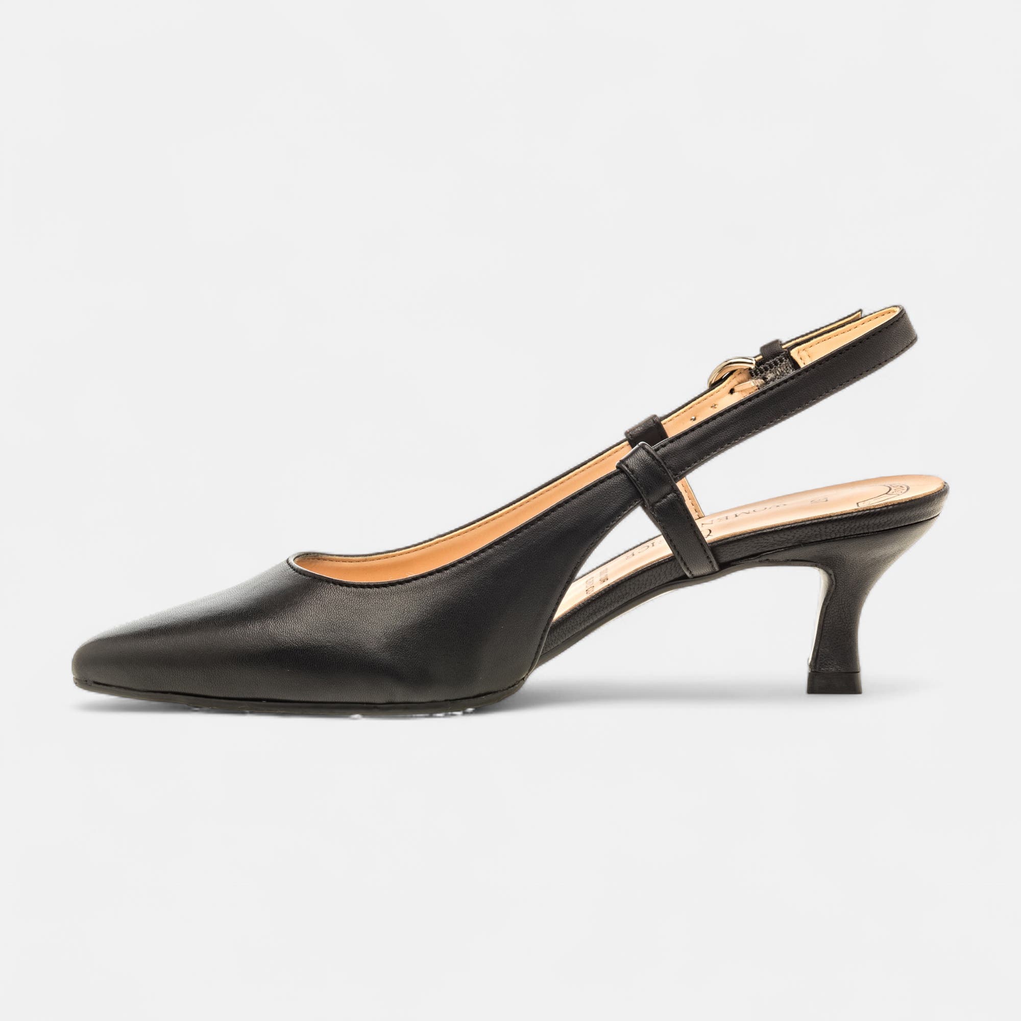 Escarpins avec bride arrière à talon Femme en cuir noir