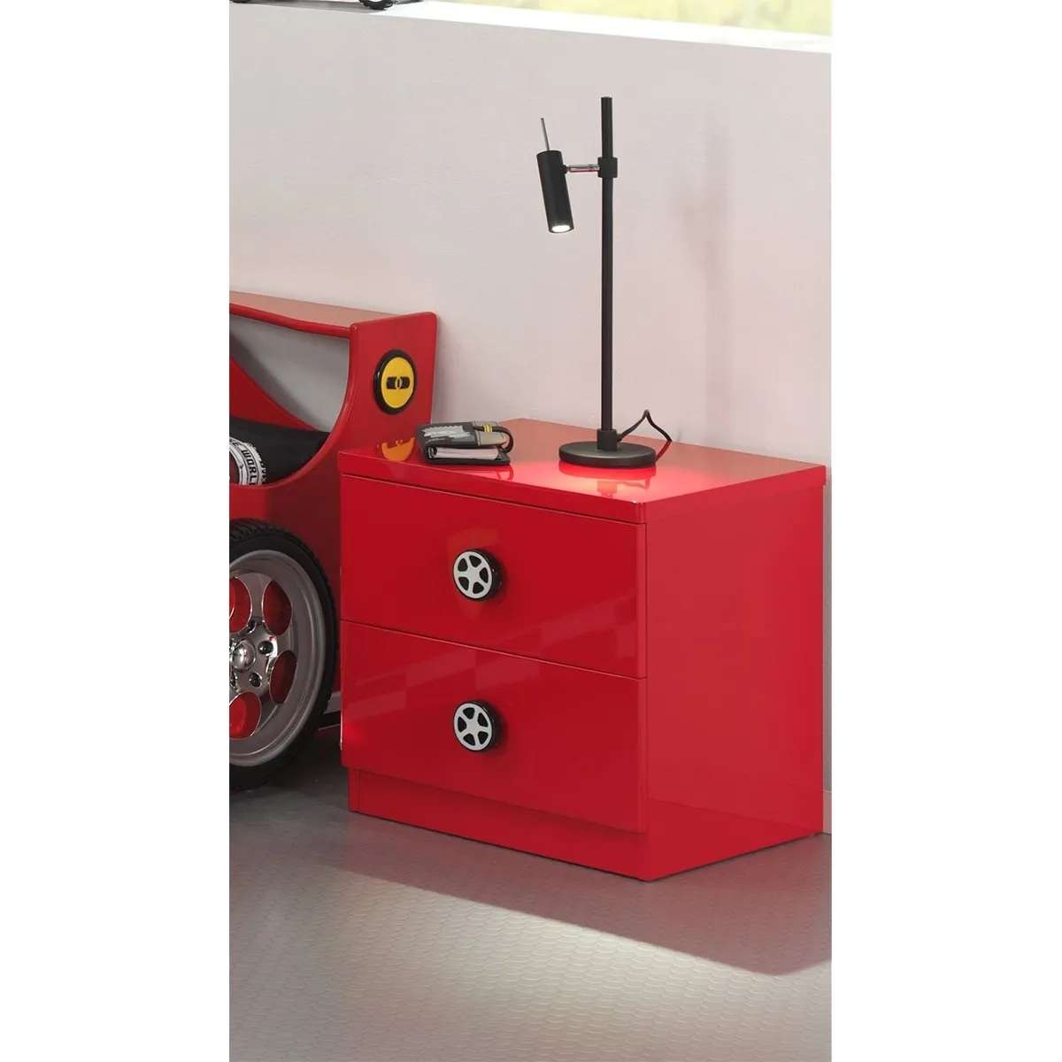 Vipack MONZA Table de Chevet - Rouge
