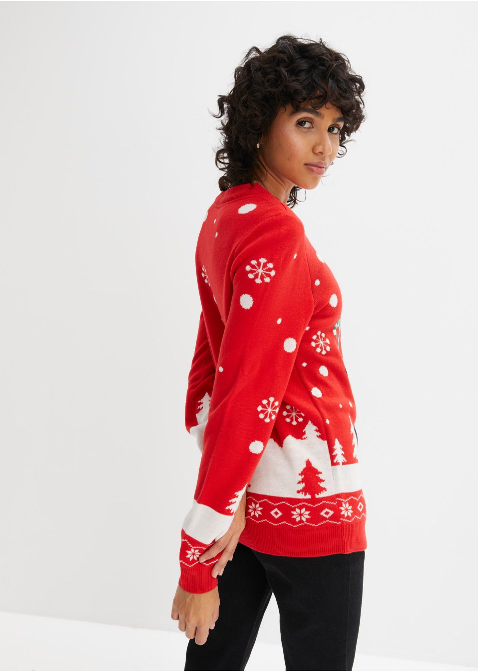 Pull motif Noël avec encolure ronde