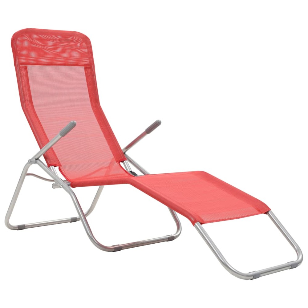 Chaises longues pliables 2 pièces textilène rouge
