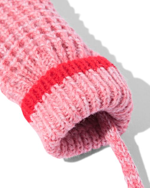 moufles pour bébé avec cordon rose