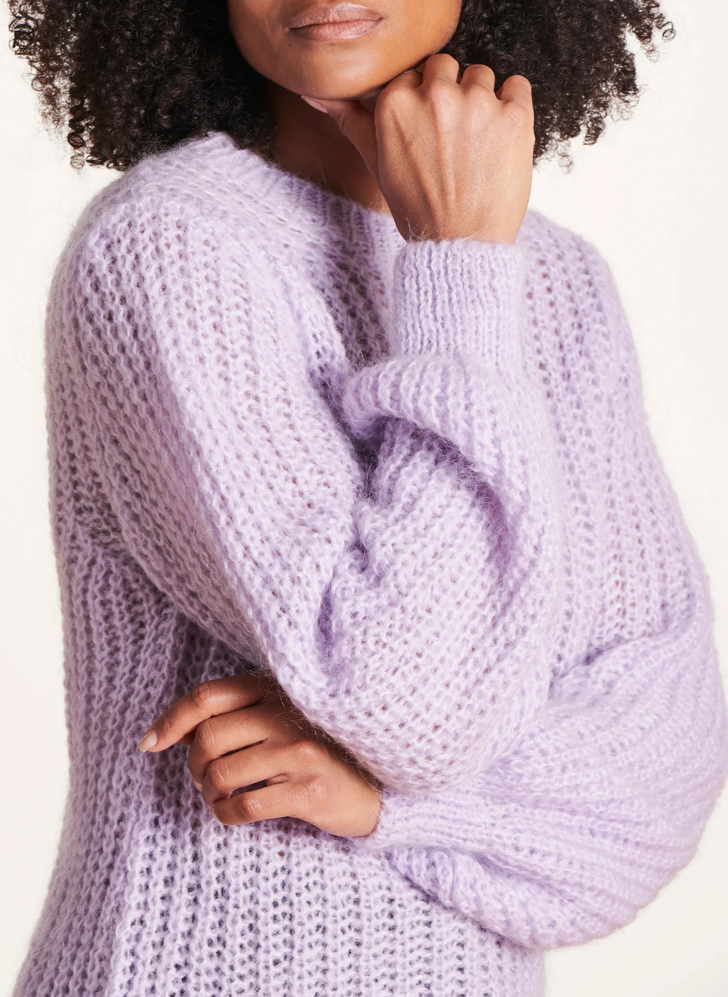 Pull col rond en maille | Violet