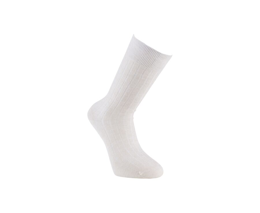 Chaussettes homme coton lin avec côtes Écru
