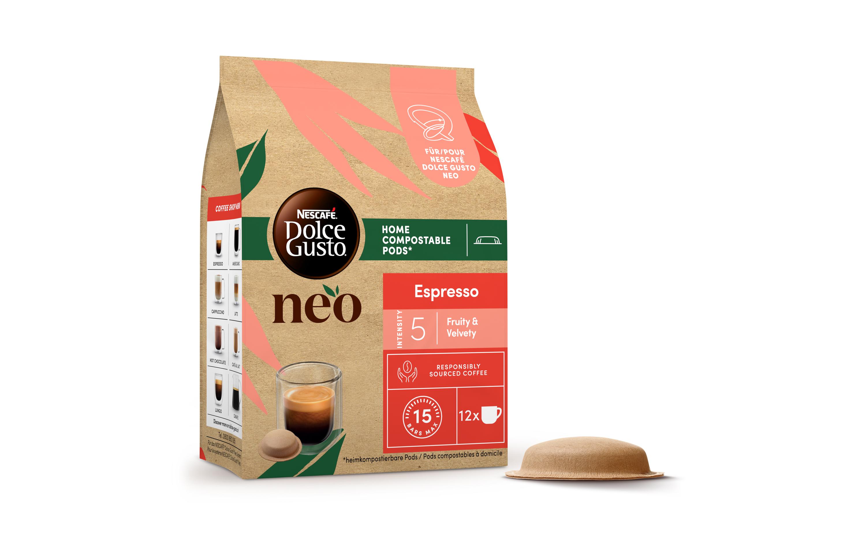 Kaffee-Pods Espresso 12 PortionenPods für die Nescafé Dolce Gusto NEO Kaffeemaschine von Delonghi