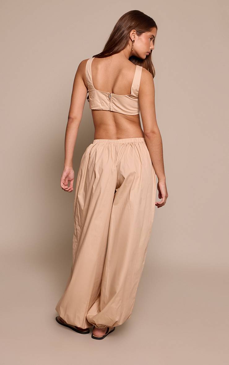 Taupe Pantalon Tissé À Ourlet Ballon