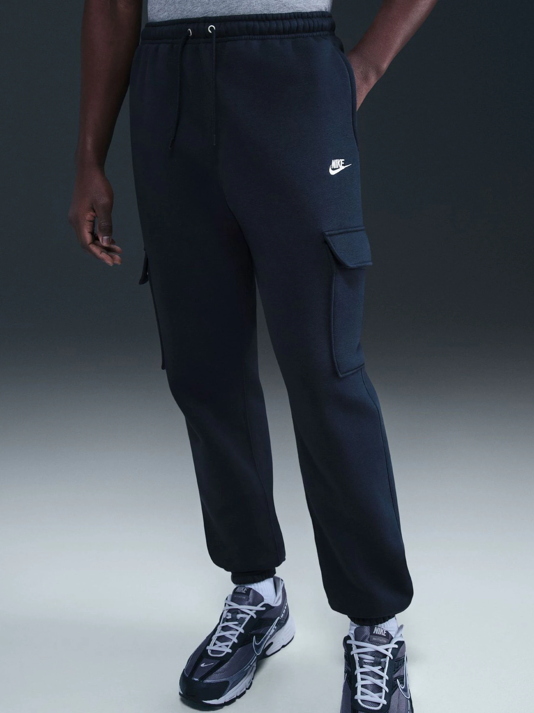 Marineblauwe Obsidian - Nike Club cargojoggingbroek van fleece