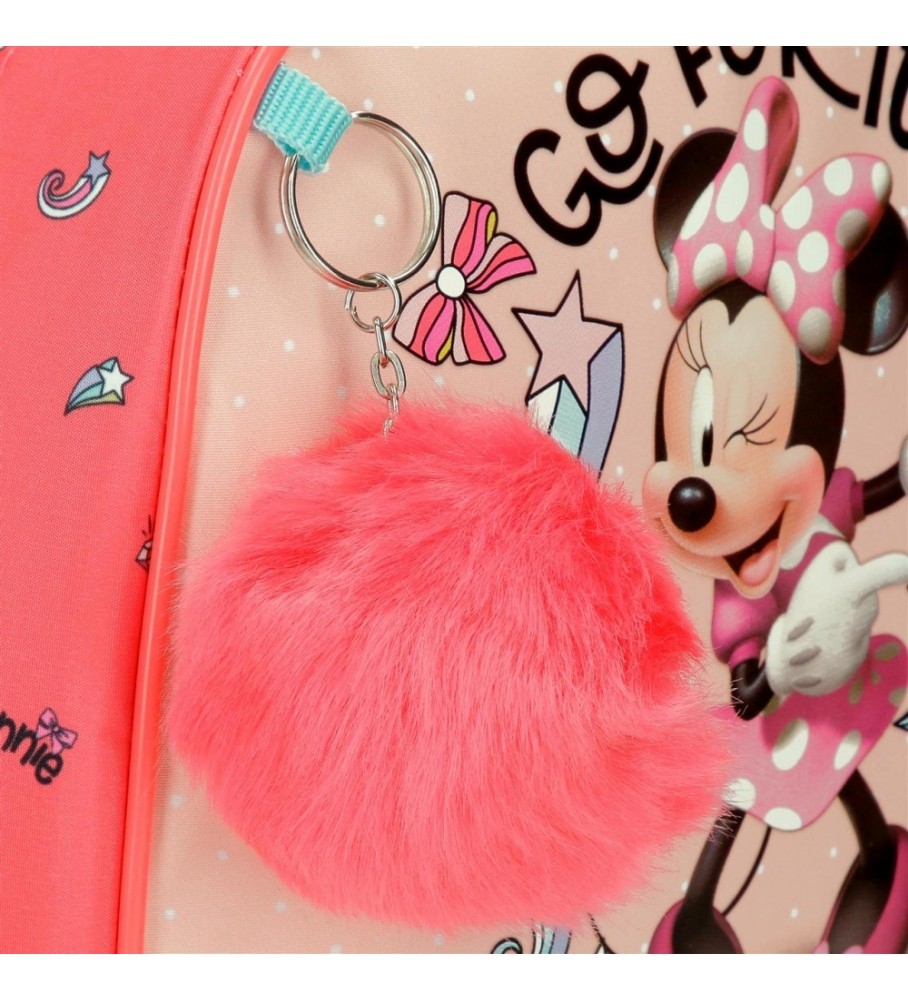 Mochila pré-escolar Joumma Bags Minnie Lovin Life 28cm adaptável rosa