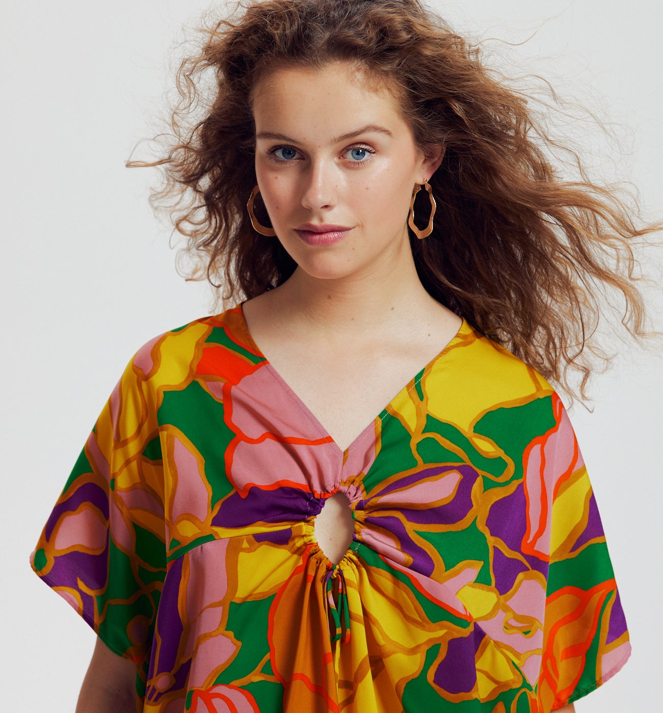 Blouse en satin imprimé Femme - Imprimé multicolore