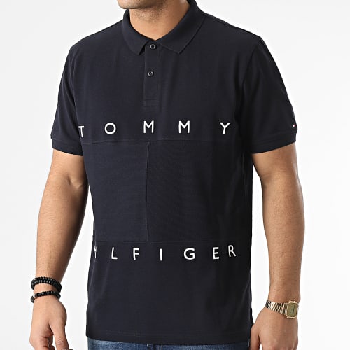 Polo Manches Courtes Mono Flag Patchwork 2059 Bleu Marine