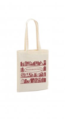 Waterstones Cream & Burgundy Cloth Bag