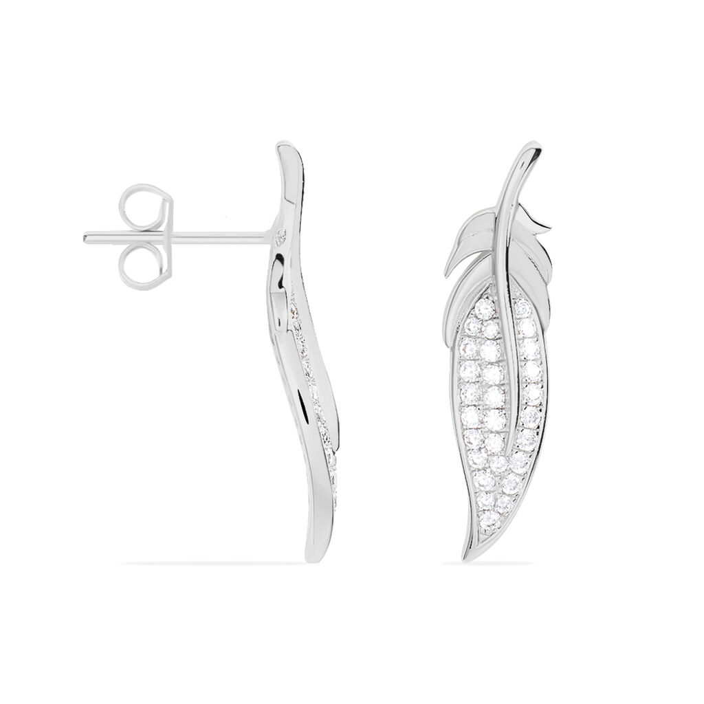 Boucles D'oreilles Pendantes Angeline Argent Blanc Oxyde De Zirconium