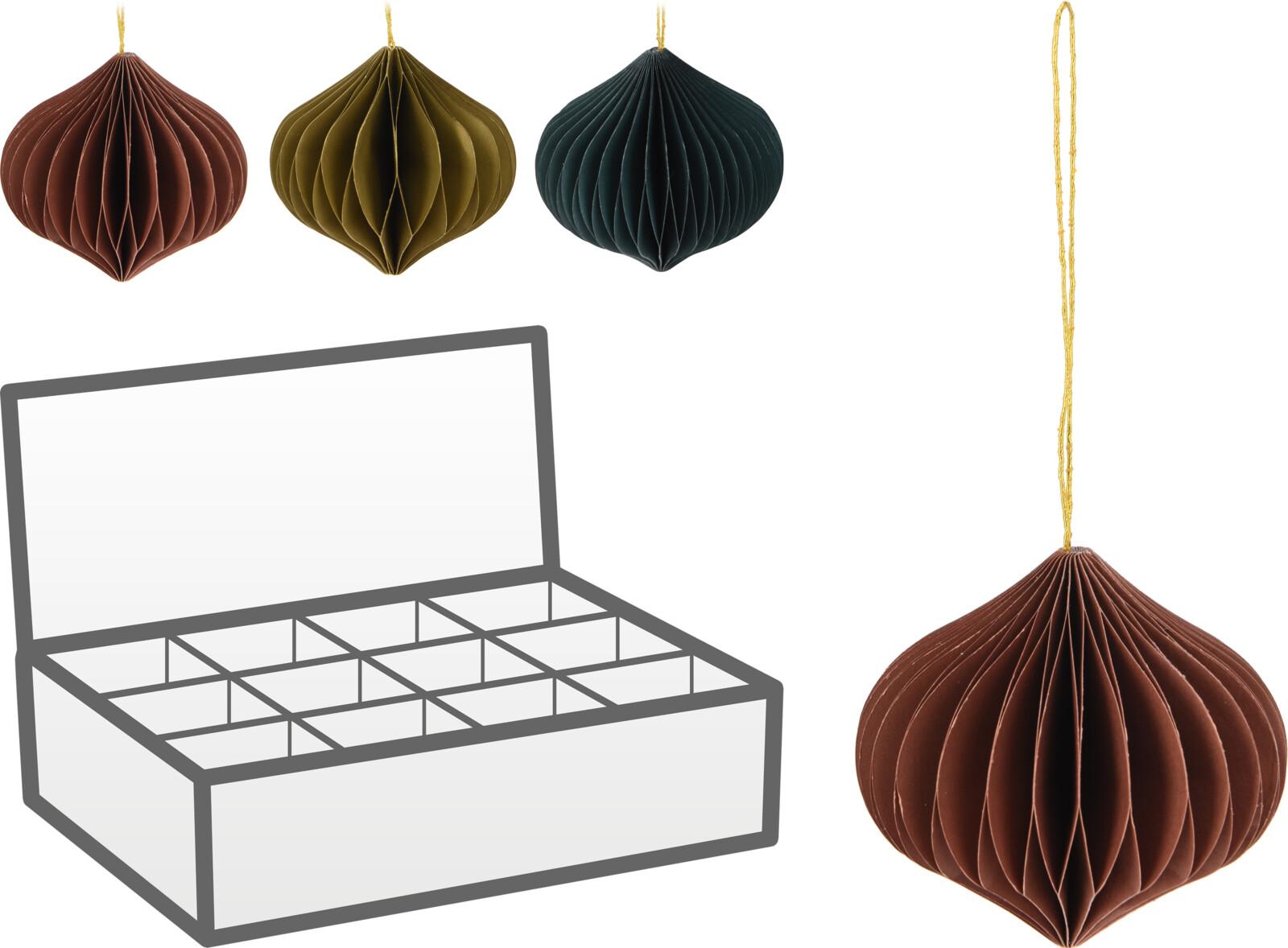 BOULE NOEL ORIGAMI FORME OIGNON D.8CM