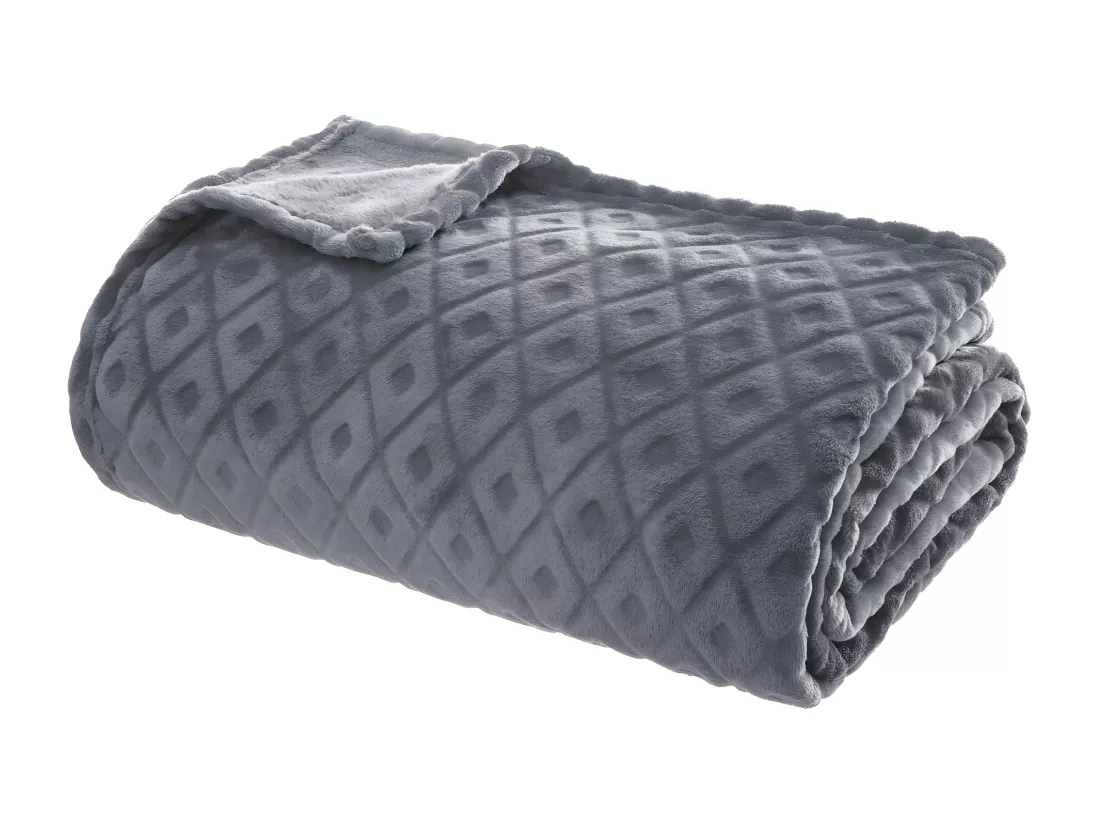 Plaid Gris motif losange en relief 180 x 230 cm