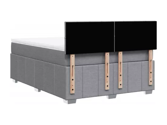 Sommier à lattes de lit avec matelas Gris clair 140x190cm Tissu