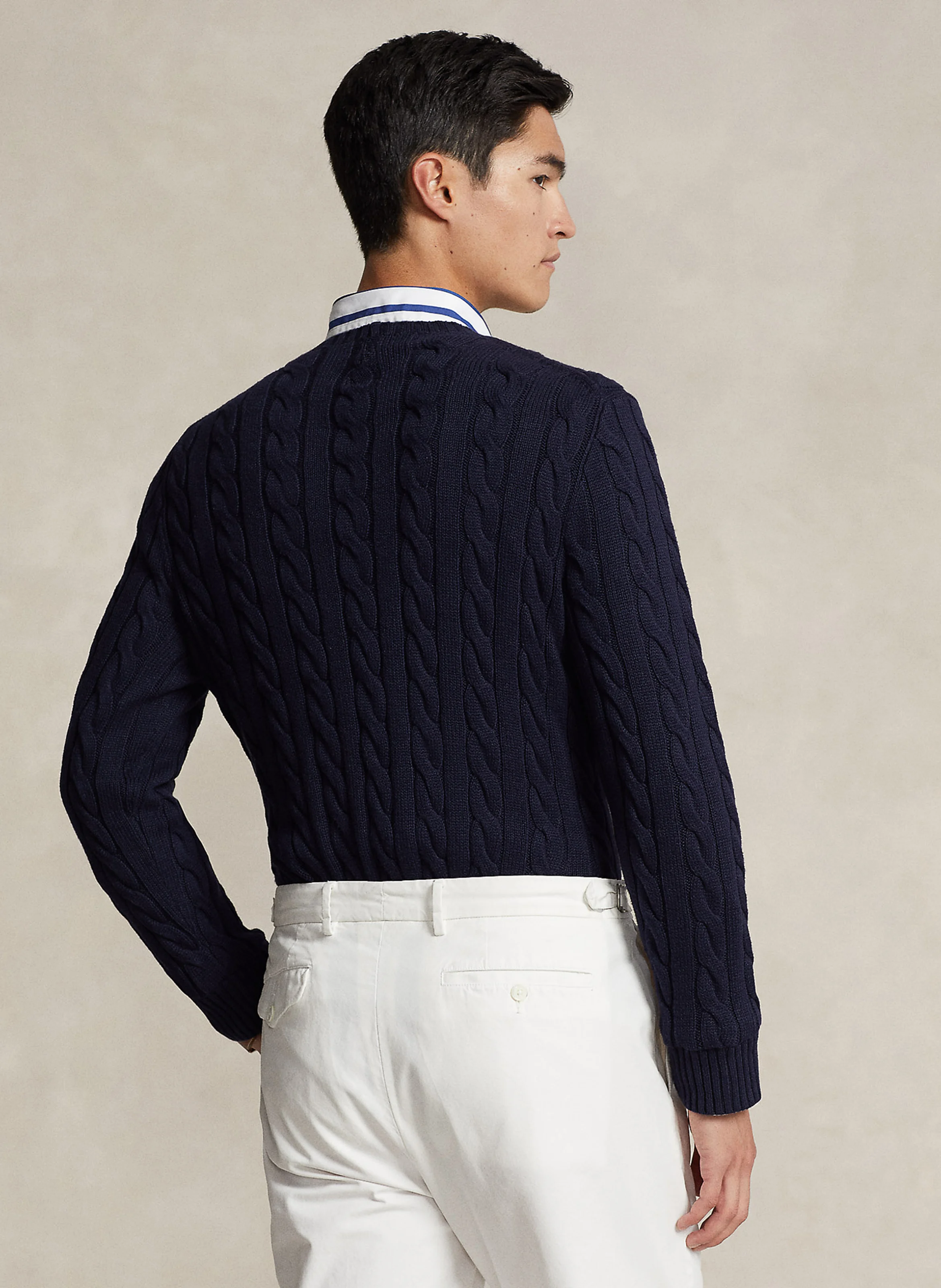 Pull col rond regular-fit en coton | Bleu