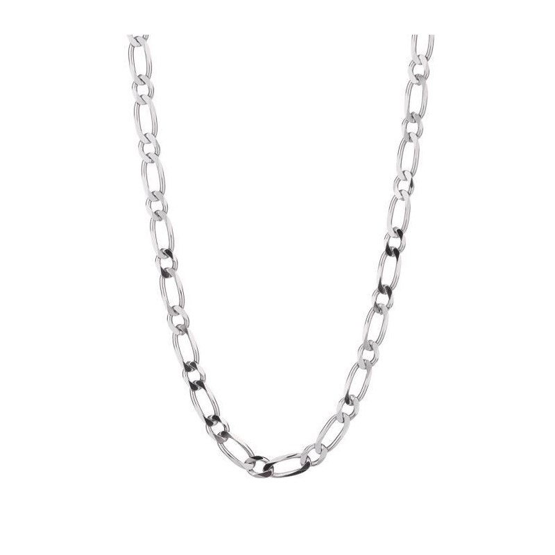 Collier - Chaine Homme Argent 925 - Maille Figaro Alternée 1+1 - 50cm
