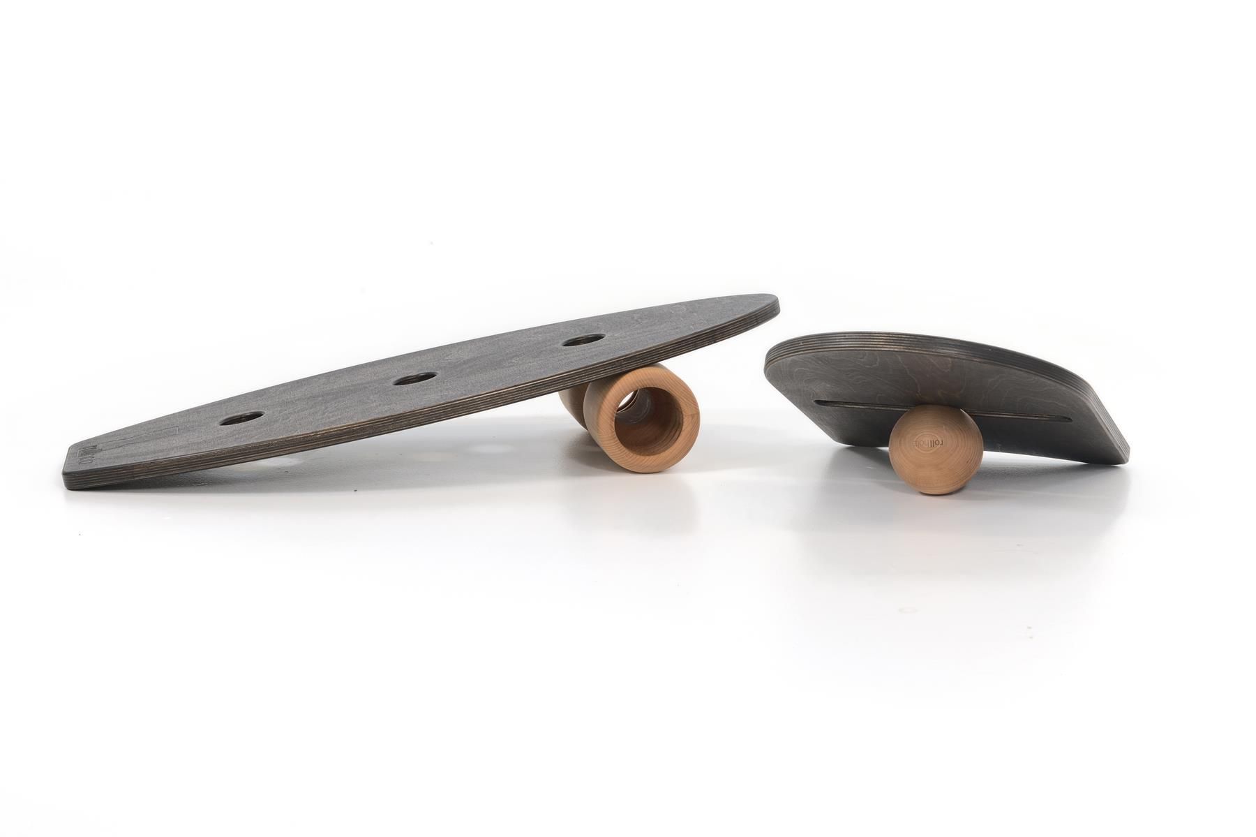 rollholz Balance Board Set groß Eiche schwarzes Brett