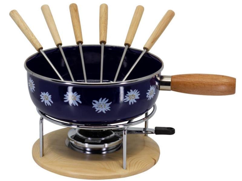 Nouvel Käsefondue-Set Edelweiss 9 Teile, Blau/Schwarz Schwarzes Käsefondue-Set