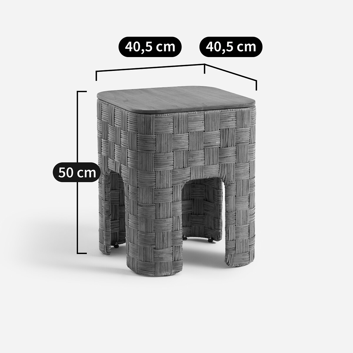 AM.PM<br>Mesa de cabeceira em teca maciça e rattan trançado, Dhalia