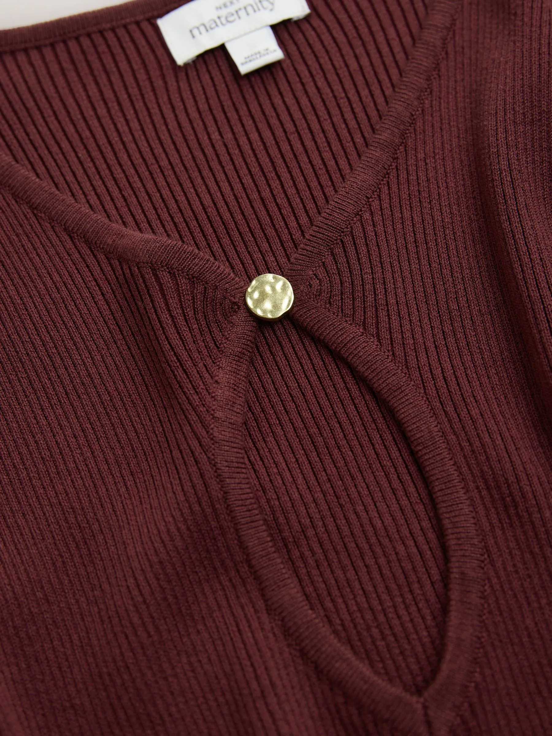 Bordeauxrood - Maternity Knitted Keyhole Dress