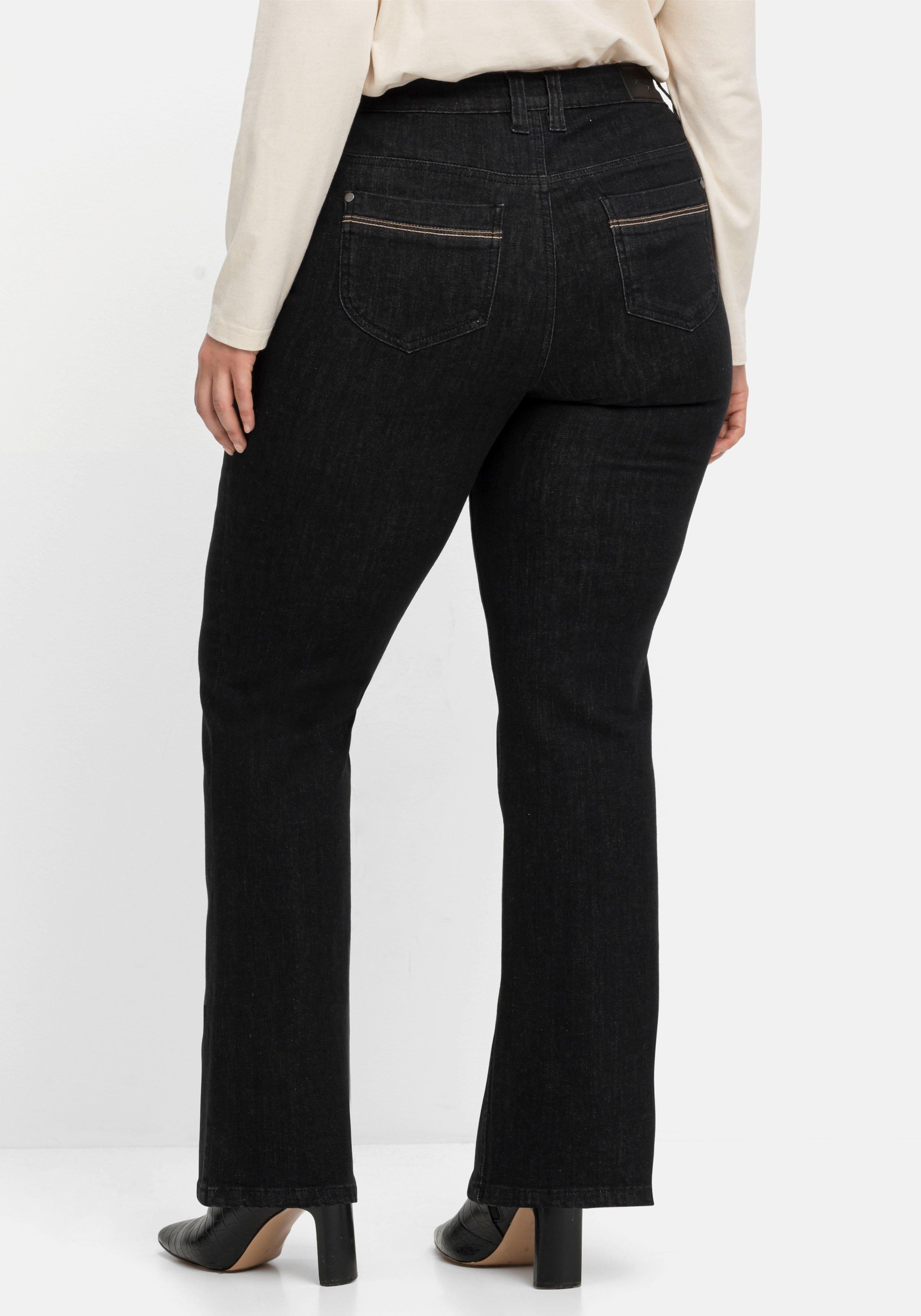Bootcut-Jeans mit Kontrast-Stickerei, extralang