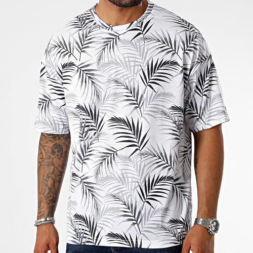 Tee Shirt Oversize Large Imprimé 2683 Tropical Blanc