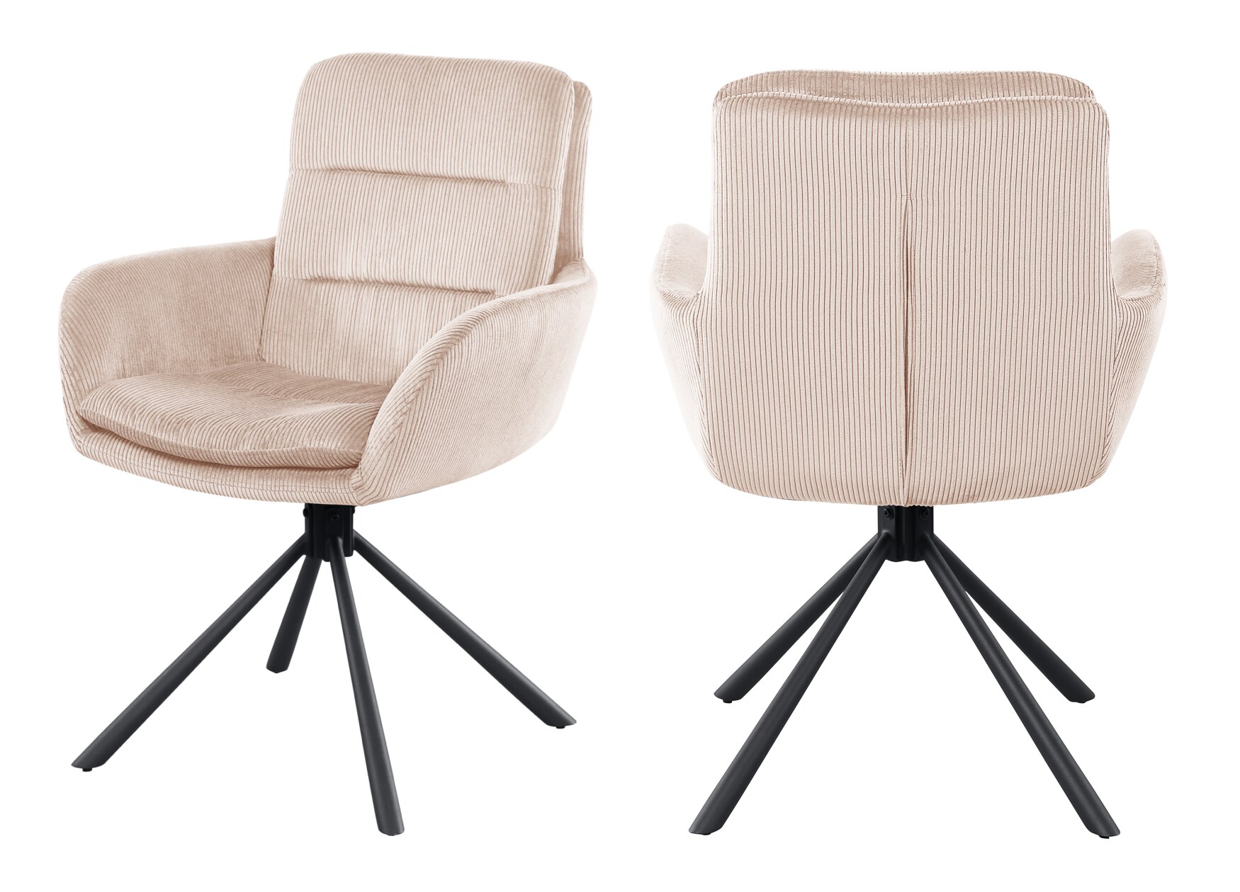 Armlehnstuhl Cord Optik beige Esszimmerstuhl Polsterstuhl Wohnzimmer Küche Stuhl