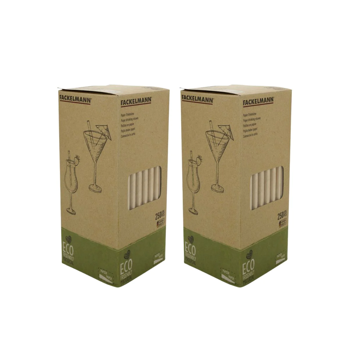 Lot de 500 pailles en papier brun 21 cm Eco Friendly Fackelmann