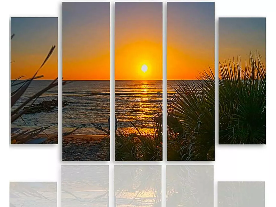Tableau coucher de soleil sur la plage 2 - 200 x 100 cm