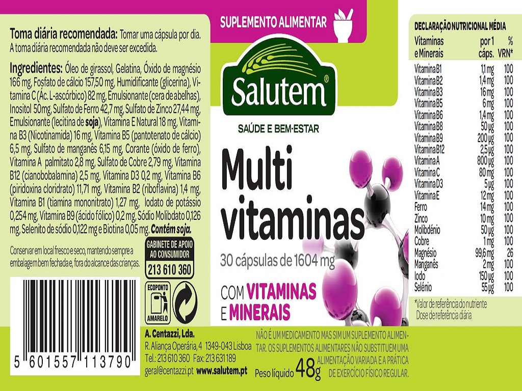 SUPLEMENTO SALUTEM MULTIVITAMINAS 30 CÁPSULAS