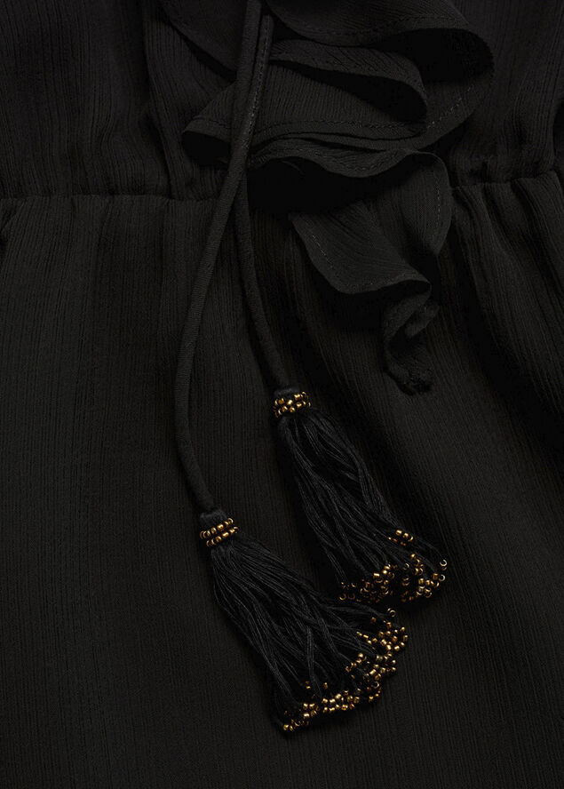 MANGO Short ruffled dress Black