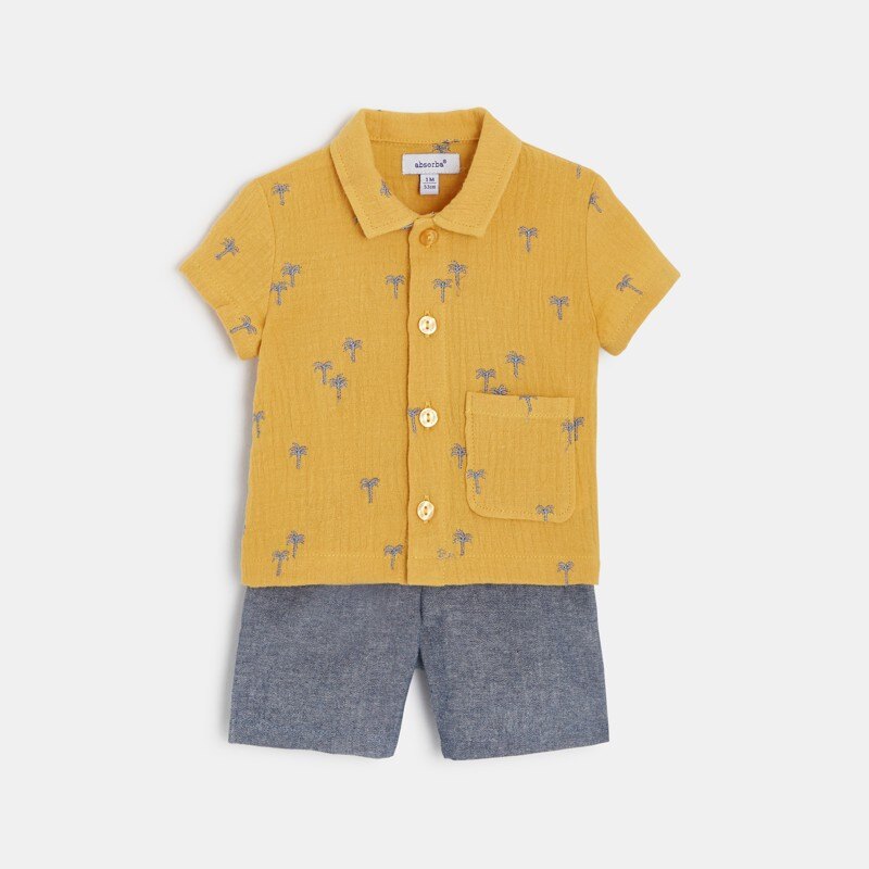 Ensemble chemise et short bébé garçon jaune Absorba Jaune